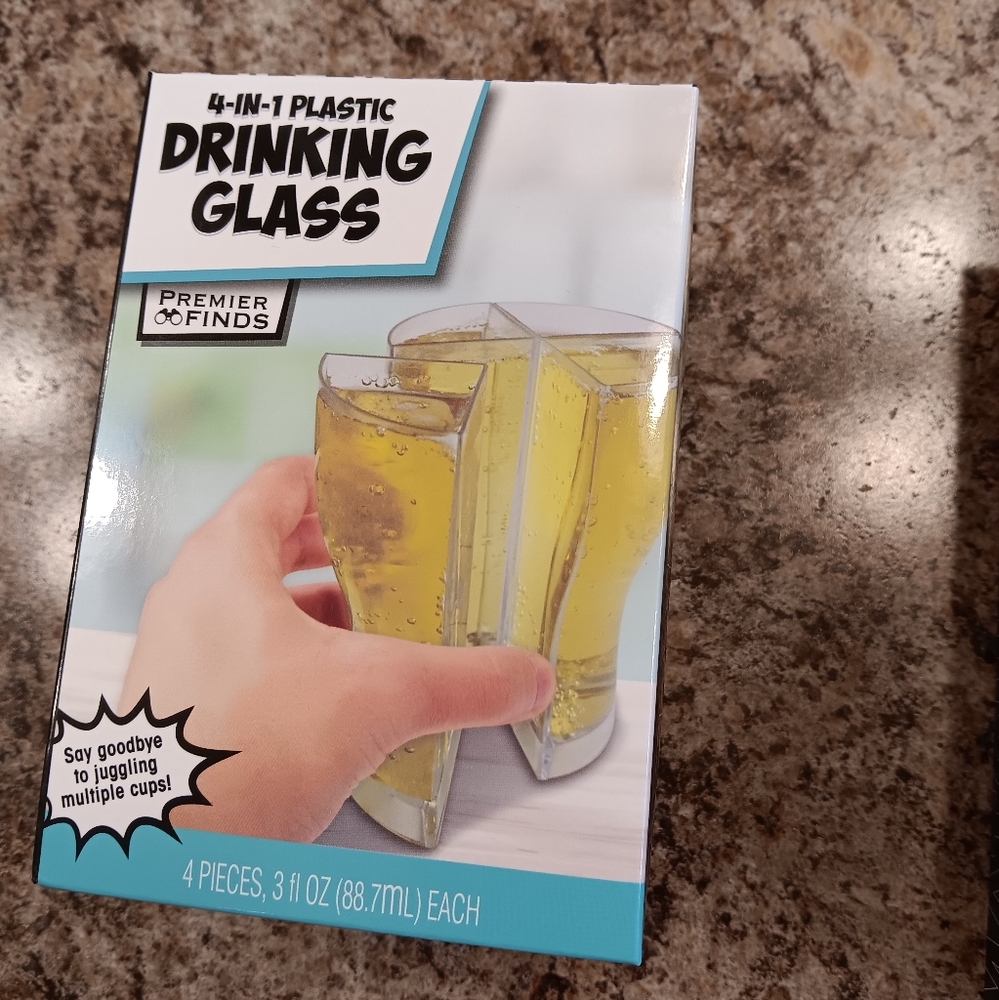 Plastic drinking glass 4 in 1